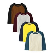 The Children's Place Baby Toddler Boys Long Sleeve Raglan Tee, 4-Pack, Sizes 6M-5T